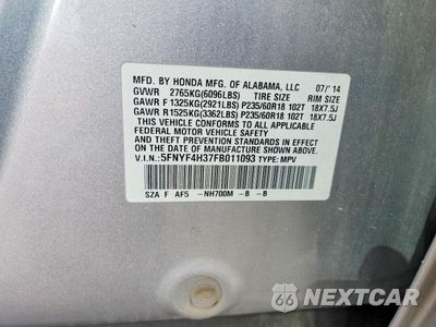 Zdjęcie 13 z 13 samochodu: 2015 HONDA PILOT SE VIN:5FNYF4H37FB011093 - miniatura