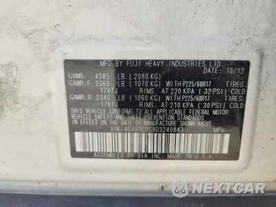 Zdjęcie 13 z 13 samochodu: 2013 SUBARU OUTBACK 2.5I LIMITED VIN:4S4BRCPC9D3240843 - miniatura