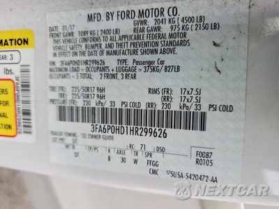 Zdjęcie 12 z 12 samochodu: 2017 FORD FUSION SE VIN:3FA6P0HD1HR299626 - miniatura