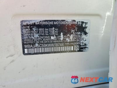 Zdjęcie 12 z 12 samochodu: 2019 BMW 530 I VIN:WBAJA5C59KWW18744 - miniatura