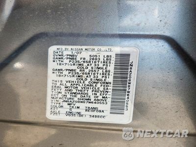Zdjęcie 13 z 13 samochodu: 2007 NISSAN MURANO S VIN:JN8AZ08W87W640553 - miniatura