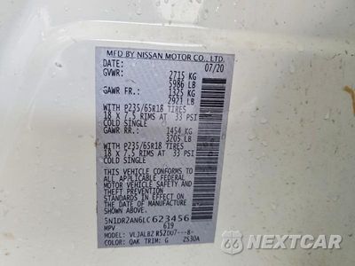 Zdjęcie 12 z 12 samochodu: 2020 NISSAN PATHFINDER S VIN:5N1DR2AN6LC623456 - miniatura