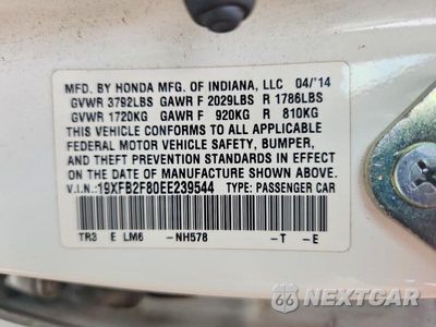 Zdjęcie 12 z 12 samochodu: 2014 HONDA CIVIC EX VIN:19XFB2F80EE239544 - miniatura
