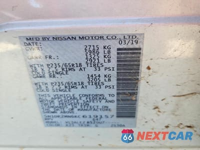 Zdjęcie 12 z 12 samochodu: 2019 NISSAN PATHFINDER SV VIN:5N1DR2MN6KC619157 - miniatura