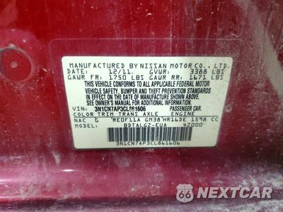 Zdjęcie 12 z 12 samochodu: 2012 NISSAN VERSA 1.6 S VIN:3N1CN7AP3CL861606 - miniatura