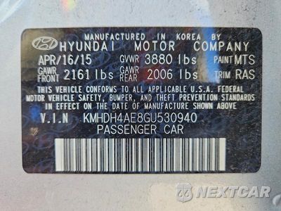 Zdjęcie 12 z 12 samochodu: 2016 HYUNDAI ELANTRA SE VIN:KMHDH4AE8GU530940 - miniatura