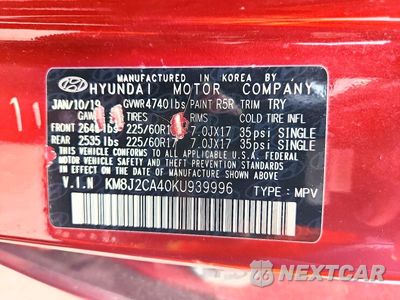 Zdjęcie 13 z 13 samochodu: 2019 HYUNDAI TUCSON SE VIN:KM8J2CA40KU939996 - miniatura