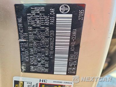 Zdjęcie 12 z 12 samochodu: 2008 TOYOTA CAMRY LE VIN:4T1BE46K08U251269 - miniatura