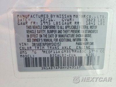 Zdjęcie 13 z 13 samochodu: 2017 NISSAN SENTRA S VIN:3N1AB7AP8HY243157 - miniatura