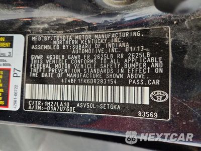 Zdjęcie 12 z 12 samochodu: 2013 TOYOTA CAMRY XLE VIN:4T4BF1FK6DR283154 - miniatura