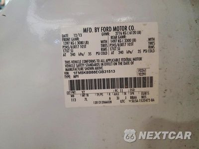 Zdjęcie 12 z 12 samochodu: 2014 FORD EXPLORER VIN:1FM5K8B88EGB31513 - miniatura