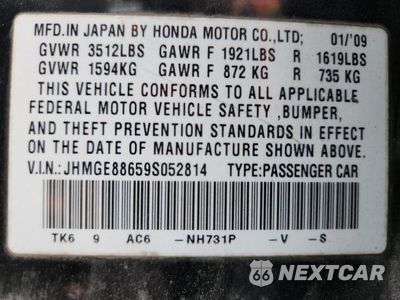 Zdjęcie 12 z 12 samochodu: 2009 HONDA FIT SPORT VIN:JHMGE88659S052814 - miniatura