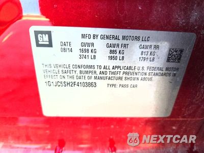 Zdjęcie 12 z 12 samochodu: 2015 CHEVROLET SONIC LT VIN:1G1JC5SH2F4103863 - miniatura