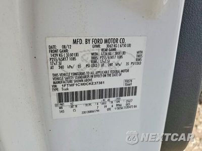 Zdjęcie 12 z 12 samochodu: 2012 FORD F150 VIN:1FTMF1CM0CKE37381 - miniatura