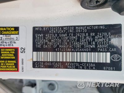 Zdjęcie 12 z 12 samochodu: 2020 TOYOTA CAMRY SE VIN:4T1J31AK4LU544401 - miniatura