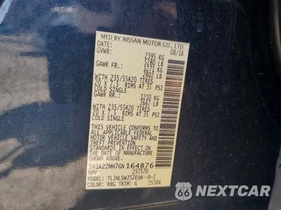 Zdjęcie 14 z 14 samochodu: 2016 NISSAN MURANO PLATINUM VIN:5N1AZ2MH7GN164876 - miniatura