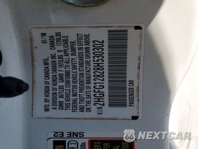 Zdjęcie 12 z 12 samochodu: 2008 HONDA CIVIC EX VIN:2HGFG12828H530302 - miniatura