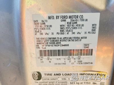 Zdjęcie 12 z 12 samochodu: 2013 FORD F150 SUPERCREW VIN:1FTFW1ET6DFC94895 - miniatura