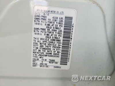 Zdjęcie 13 z 13 samochodu: 2010 NISSAN ROGUE SL VIN:JN8AS5MT6AW028260 - miniatura