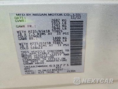 Zdjęcie 13 z 13 samochodu: 2013 NISSAN PATHFINDER S VIN:5N1AR2MM6DC619771 - miniatura
