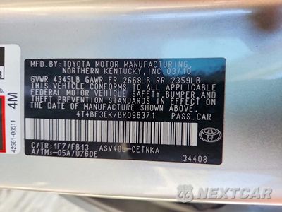Zdjęcie 12 z 12 samochodu: 2011 TOYOTA CAMRY LE VIN:4T4BF3EK7BR096371 - miniatura