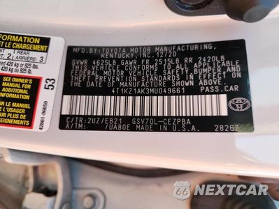 Zdjęcie 12 z 12 samochodu: 2021 TOYOTA CAMRY TRD VIN:4T1KZ1AK3MU049661 - miniatura