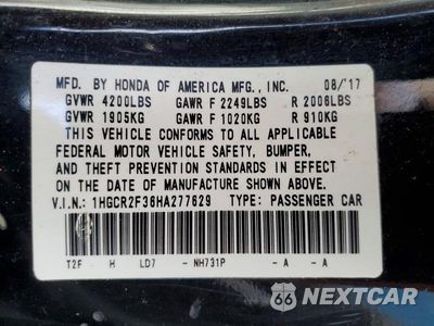 Zdjęcie 12 z 12 samochodu: 2017 HONDA ACCORD LX VIN:1HGCR2F36HA277629 - miniatura