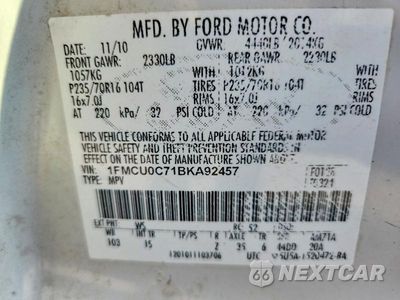 Zdjęcie 13 z 13 samochodu: 2011 FORD ESCAPE XLS VIN:1FMCU0C71BKA92457 - miniatura