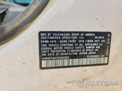 Zdjęcie 12 z 12 samochodu: 2014 VOLKSWAGEN PASSAT S VIN:1VWAP7A31EC002263 - miniatura