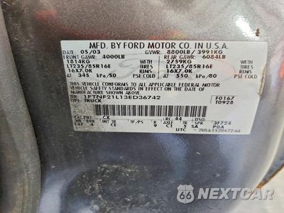 Zdjęcie 12 z 12 samochodu: 2003 FORD F250 SUPER DUTY VIN:1FTNF21L13ED36742 - miniatura
