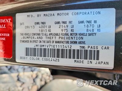 Zdjęcie 12 z 12 samochodu: 2014 MAZDA 3 TOURING VIN:JM1BM1V71E1115412 - miniatura