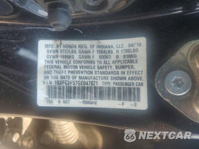 Zdjęcie 12 z 12 samochodu: 2016 HONDA CIVIC LX VIN:19XFC2F57GE047821 - miniatura