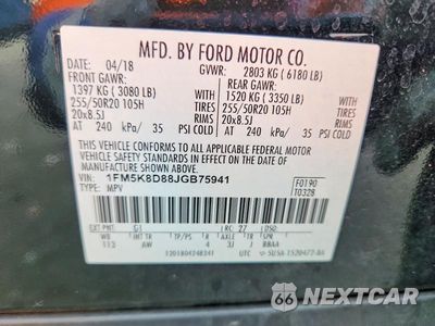 Zdjęcie 13 z 13 samochodu: 2018 FORD EXPLORER XLT VIN:1FM5K8D88JGB75941 - miniatura
