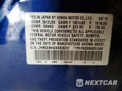 Zdjęcie 12 z 12 samochodu: 2010 HONDA FIT SPORT VIN:JHMGE8H42AS028232 - miniatura