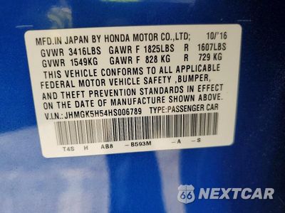 Zdjęcie 14 z 14 samochodu: 2017 HONDA FIT LX VIN:JHMGK5H54HS006789 - miniatura