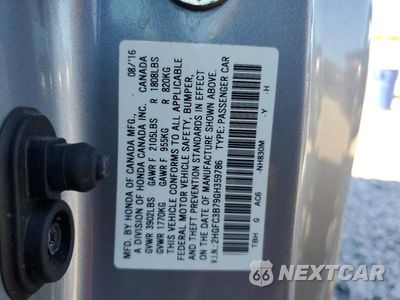 Zdjęcie 12 z 12 samochodu: 2016 HONDA CIVIC EXL VIN:2HGFC3B79GH359786 - miniatura
