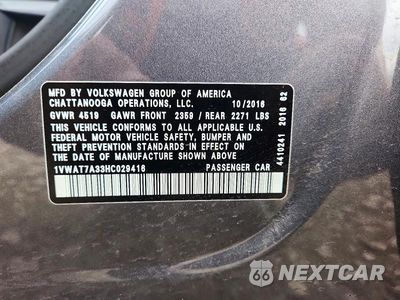 Zdjęcie 12 z 12 samochodu: 2017 VOLKSWAGEN PASSAT S VIN:1VWAT7A33HC029416 - miniatura