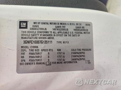 Zdjęcie 13 z 13 samochodu: 2007 CHEVROLET SUBURBAN C1500 VIN:3GNFC16087G135111 - miniatura
