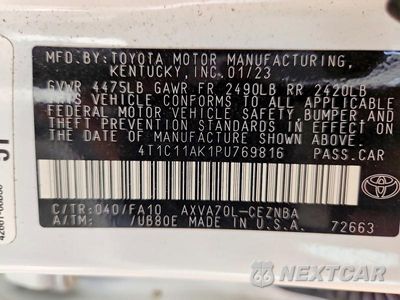 Zdjęcie 12 z 12 samochodu: 2023 TOYOTA CAMRY LE VIN:4T1C11AK1PU769816 - miniatura