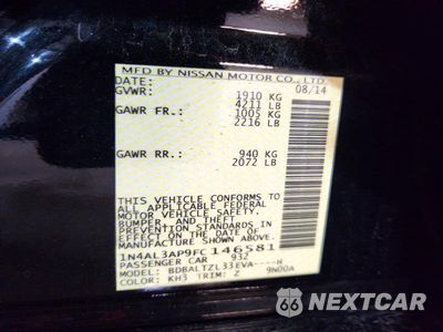 Zdjęcie 12 z 12 samochodu: 2015 NISSAN ALTIMA 2.5 SL VIN:1N4AL3AP9FC146581 - miniatura
