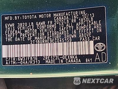 Zdjęcie 12 z 12 samochodu: 2014 TOYOTA COROLLA LE VIN:2T1BURHE9EC045159 - miniatura