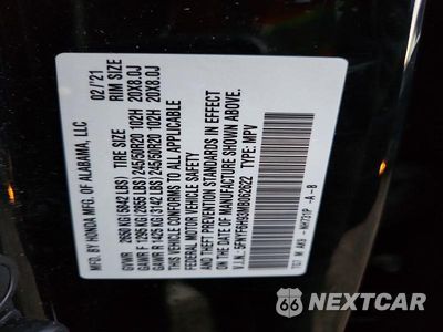 Zdjęcie 13 z 13 samochodu: 2021 HONDA PILOT TOURING VIN:5FNYF6H93MB062622 - miniatura