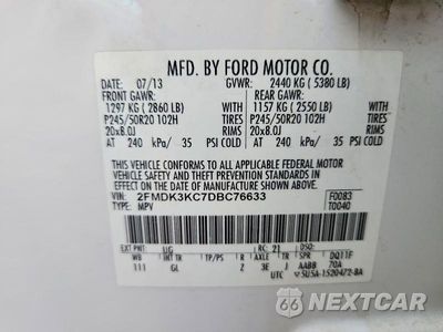 Zdjęcie 13 z 13 samochodu: 2013 FORD EDGE LIMITED VIN:2FMDK3KC7DBC76633 - miniatura