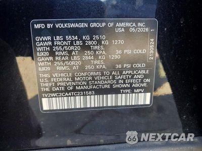 Zdjęcie 12 z 12 samochodu: 2026 VOLKSWAGEN ATLAS CROSS SPORT SE VIN:1V2WC2CA4TC231583 - miniatura