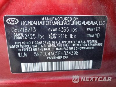 Zdjęcie 12 z 12 samochodu: 2014 HYUNDAI SONATA LIMITED VIN:5NPEC4AC5EH834398 - miniatura