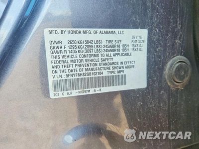 Zdjęcie 13 z 13 samochodu: 2016 HONDA PILOT EXL VIN:5FNYF6H82GB102104 - miniatura