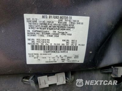 Zdjęcie 12 z 12 samochodu: 2012 FORD TAURUS SEL VIN:1FAHP2HW2CG144914 - miniatura