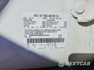 Zdjęcie 14 z 14 samochodu: 2022 FORD EXPLORER LIMITED VIN:1FM5K8FWXNNA10700 - miniatura