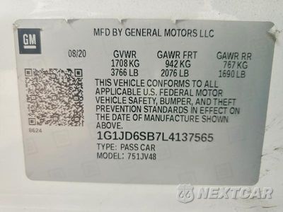 Zdjęcie 12 z 12 samochodu: 2020 CHEVROLET SONIC LT VIN:1G1JD6SB7L4137565 - miniatura