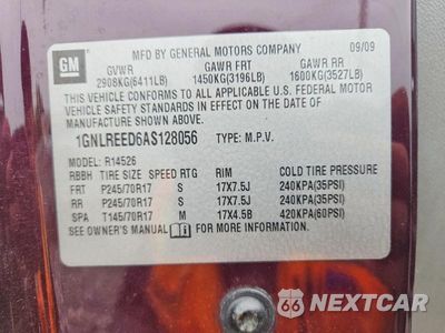 Zdjęcie 14 z 14 samochodu: 2010 CHEVROLET TRAVERSE LS VIN:1GNLREED6AS128056 - miniatura